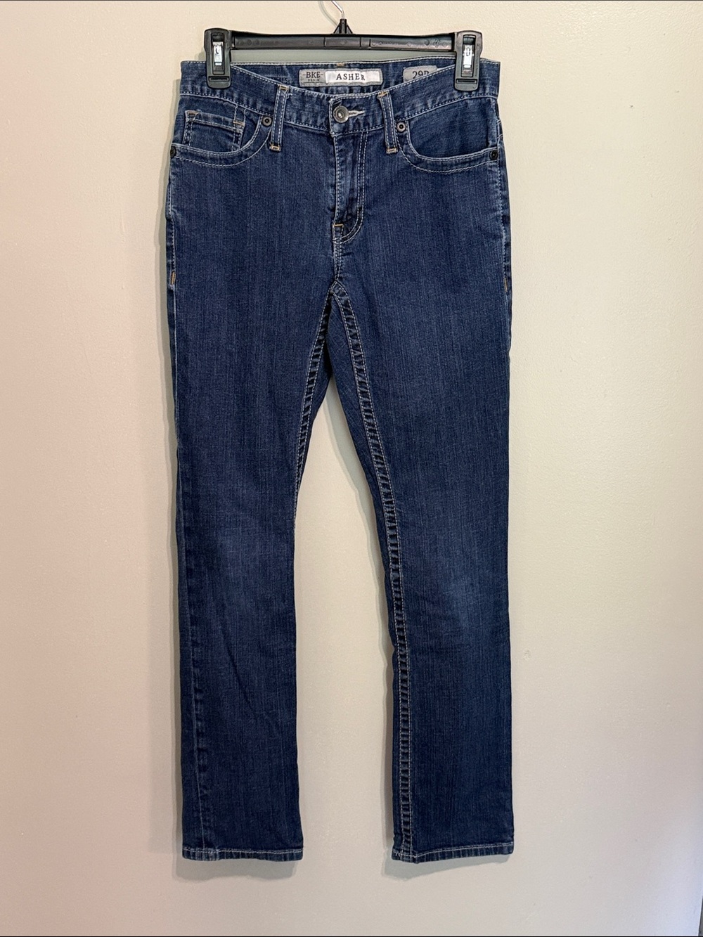 BKE Women’s Straight Leg Jeans in Dark Blue Denim